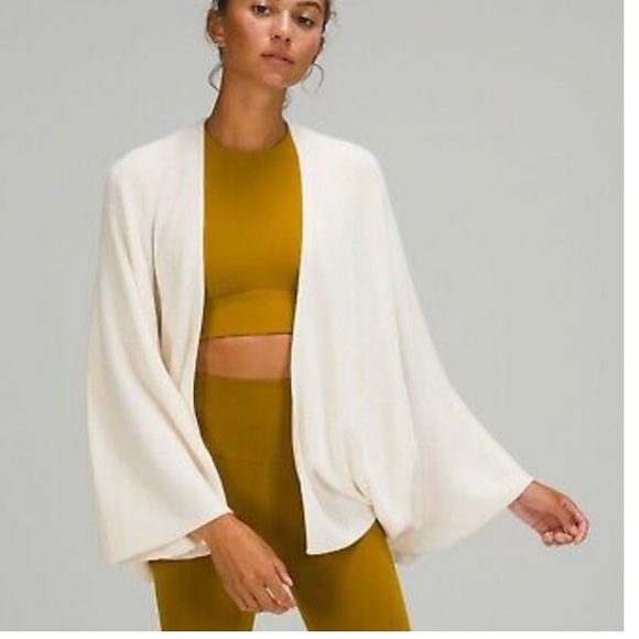 lululemon athletica Sweaters - Lululemon Cashlu Textured Wrap Cardigan - M/L - Heathered White Opal